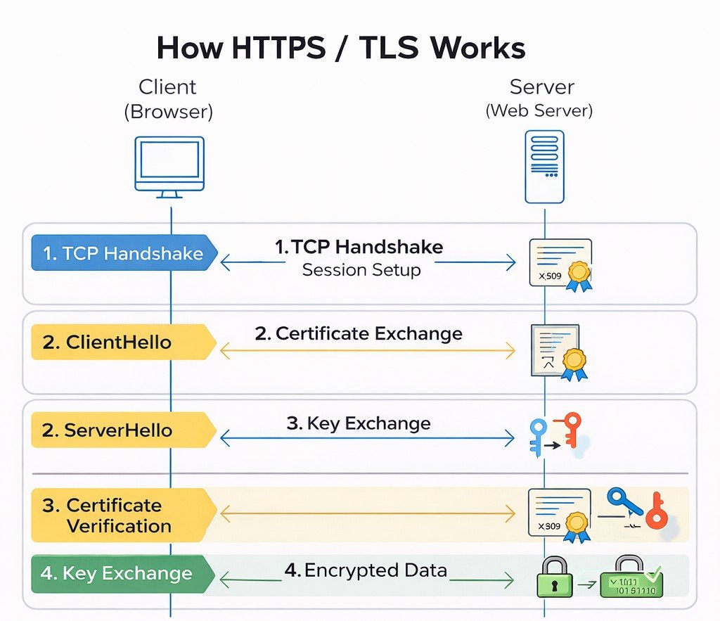 TCP and TLS Handshake Sequence Diagram
